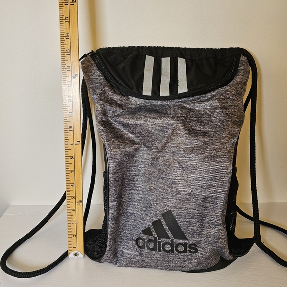 Adidas Gray and Black Drawstring Backpack with Sporty Design - Picture 4 of 5